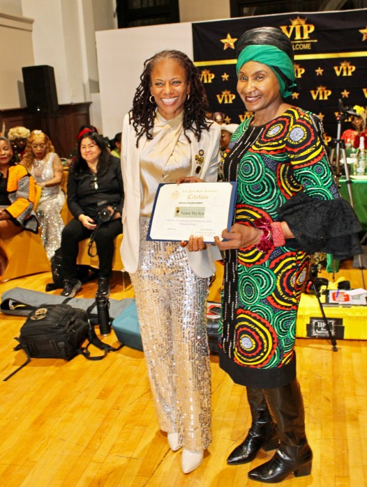 Assembly Member Monique Chandler-Waterman presented Nonya Anyadiegwu, creator of Noni Styles, with a NYC Citation at the couturier’s 11th Annual runway show on Oct.12 at the Major Owens Center in Brooklyn. She also received a Proclamation from Senator Kevin Parker.