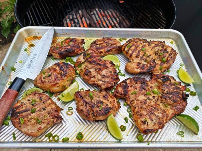 Lemongrass Grilled Chicken And Pork Chops