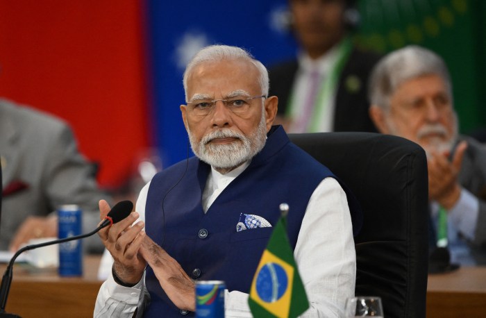 India's Prime Minister Narendra Modi attends the third session of the G20 Leaders' Meeting in Rio de Janeiro, Brazil, on Nov.19, 2024