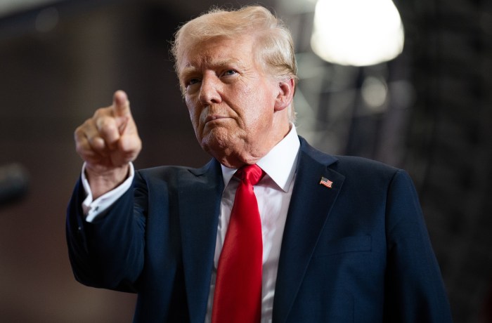 U.S. Republican Presidential nominee former President Donald Trump arrives to speak during a rally at Herb Brooks National Hockey Center on July 27, 2024 in St Cloud, Minnesota. Trump hopes to flip the state of Minnesota this November, which hasn't been carried by a Republican in a presidential election since 1972.