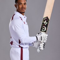 Tevin Imlach of the West Indies poses for a portrait during the West Indies Test Squad portrait session at Lord's Cricket Ground on July 08, 2024 in London, England.