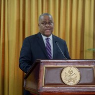 Former Prime Minister Garry Conille seen here speaking during the ceremony to hand over the ampliation of the decree appointing Dr Garry Conille as Prime Minister in Port-au-Prince, Haiti, Monday June 03, 2024.