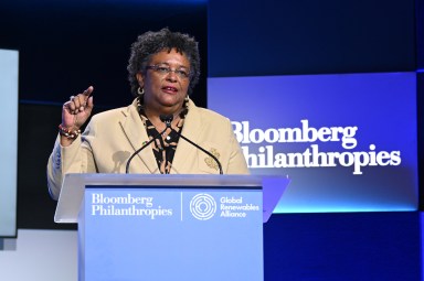 Mia Mottley, Prime Minister, Barbados speaks at the Global Renewables Summit, co-hosted by Bloomberg Philanthropies and the Global Renewables Alliance on September 24, 2024 in New York City.