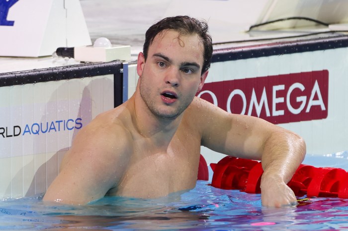 Nyls Korstanje of the Netherlands after competing in the Men's 50m Freestyle race during Day 5 of the World Aquatics Swimming Championships 2024 at Duna Arena on Dec. 14, 2024 in Budapest, Hungary.