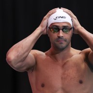 Dylan Carter of Trinidad and Tobago prior to the Men's 100m Freestyle Final during the World Aquatics Swimming World Cup 2023 - Meet 1 on Oct. 07, 2023 in Berlin, Germany.