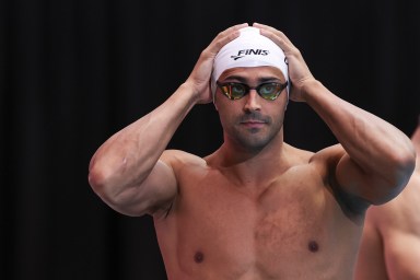 Dylan Carter of Trinidad and Tobago prior to the Men's 100m Freestyle Final during the World Aquatics Swimming World Cup 2023 - Meet 1 on Oct. 07, 2023 in Berlin, Germany.