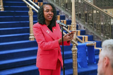 U.S. Rep. Yvette Clarke attends as Brooklyn Paramount celebrates its grand opening with an official ribbon cutting at Brooklyn Paramount on March 27, 2024, in New York City.