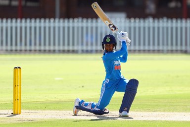 Jemimah Rodrigues of India of India bats during game two of the Women's One-Day International Series between Australia and India at Allan Border Field on Dec. 08, 2024 in Brisbane, Australia.