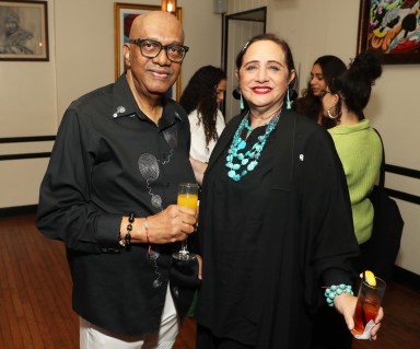 Walter Greene and Rebecca Moses attend The Fragrance Foundation Media Connections Brunch at Melba's Harlem on Sept.07, 2022 in New York City.