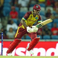 Sherfane Rutherford of West Indies bats during the ICC Men's T20 Cricket World Cup West Indies & USA 2024 match between West Indies and New Zealand at Brian Lara Cricket Academy on June 12, 2024 in Tarouba, Trinidad And Tobago.