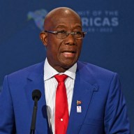 Keith Rowley, Trinidad and Tobago's Prime Minister, speaks during a plenary session of the 9th Summit of the Americas in Los Angeles, California, June 10, 2022.