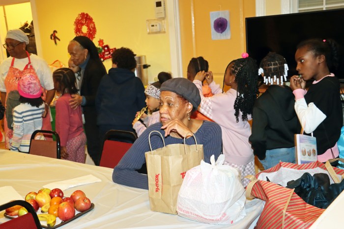 Families await their refreshments.