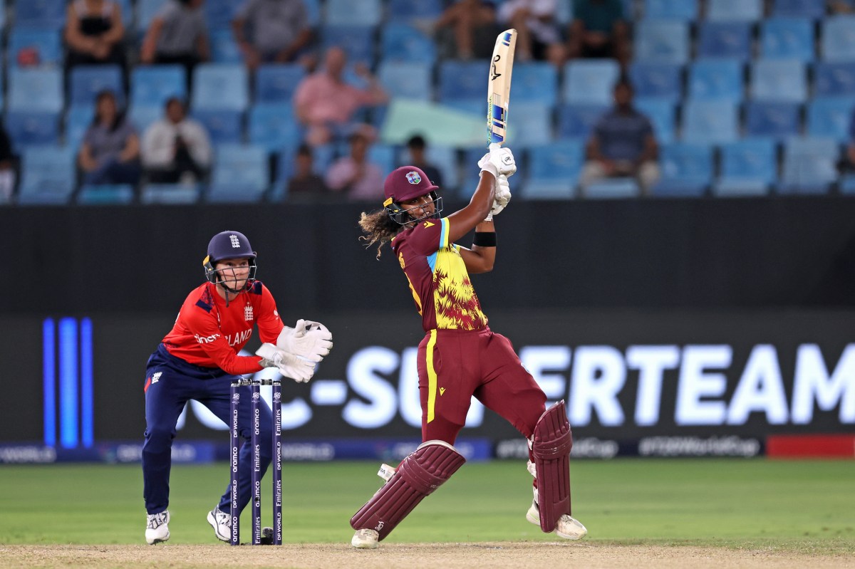 Hayley Matthews of West Indies bats during the ICC Women's T20 World Cup 2024 match between England and West Indies at Dubai International Stadium on Oct. 15, 2024 in Dubai, United Arab Emirates.