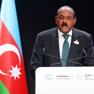 Antigua and Barbuda Prime Minister Gaston Alphonso Browne delivers a national statement during the high level segment on day three of the UNFCCC COP29 Climate Conference at Baku Stadium on Nov. 13, 2024 in Baku, Azerbaijan.