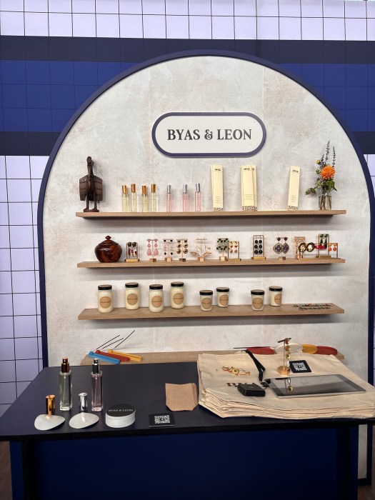 A curated display at Byas & Leon features hand-rolled incense and perfumes crafted by Haitian artisans, highlighting the boutique’s commitment to cultural pride and ethical sourcing.