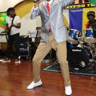 Carlos "Rejector" Providence, president of the Brooklyn-based Dynamite Calypso Tent, renders "Mash Up D Place" during the preliminary judging, in Brooklyn, for Vincy Mas in June 2024.