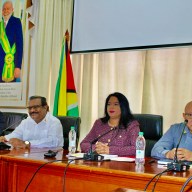 During an end of year press conference by the Ministry of Local Government and Regional Development, it was disclosed that the King Charles Foundation UK, will partner with Georgetown to restore the city. Pictured from left are, Chief Planning Officer, Roger Rogers, Minister within the Ministry Anand Persaud, Minister of Local Government and Regional Development Sonia Parag, and another official of the ministry.