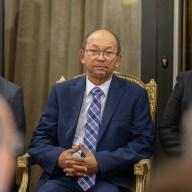 Haitian President of the Presidential Transition Council Leslie Voltaire attends the inauguration ceremony of the members of new Prime Minister Alix Didier Fils-Aime's cabinet, at the Villa D'acceuille in Port-au-Prince, Haiti on Nov. 16, 2024.