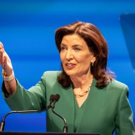 New York State Governor Kathy Hochul delivers her State of the State speech at the Empire State Plaza Convention Center in Albany, New York on Jan. 14, 2025.