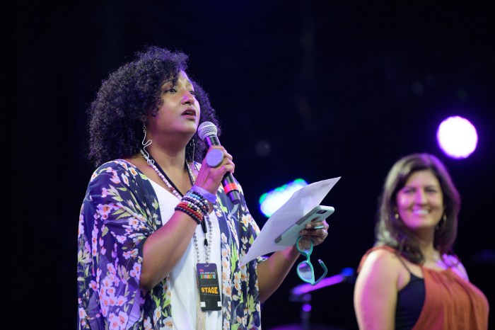 President of BRIC Kristina Newman-Scott on stage during the 43rd Annual BRIC Celebrate Brooklyn! Festival Opening Night at the Prospect Park Lena Horne Bandshell on July 31, 2021 in New York City.