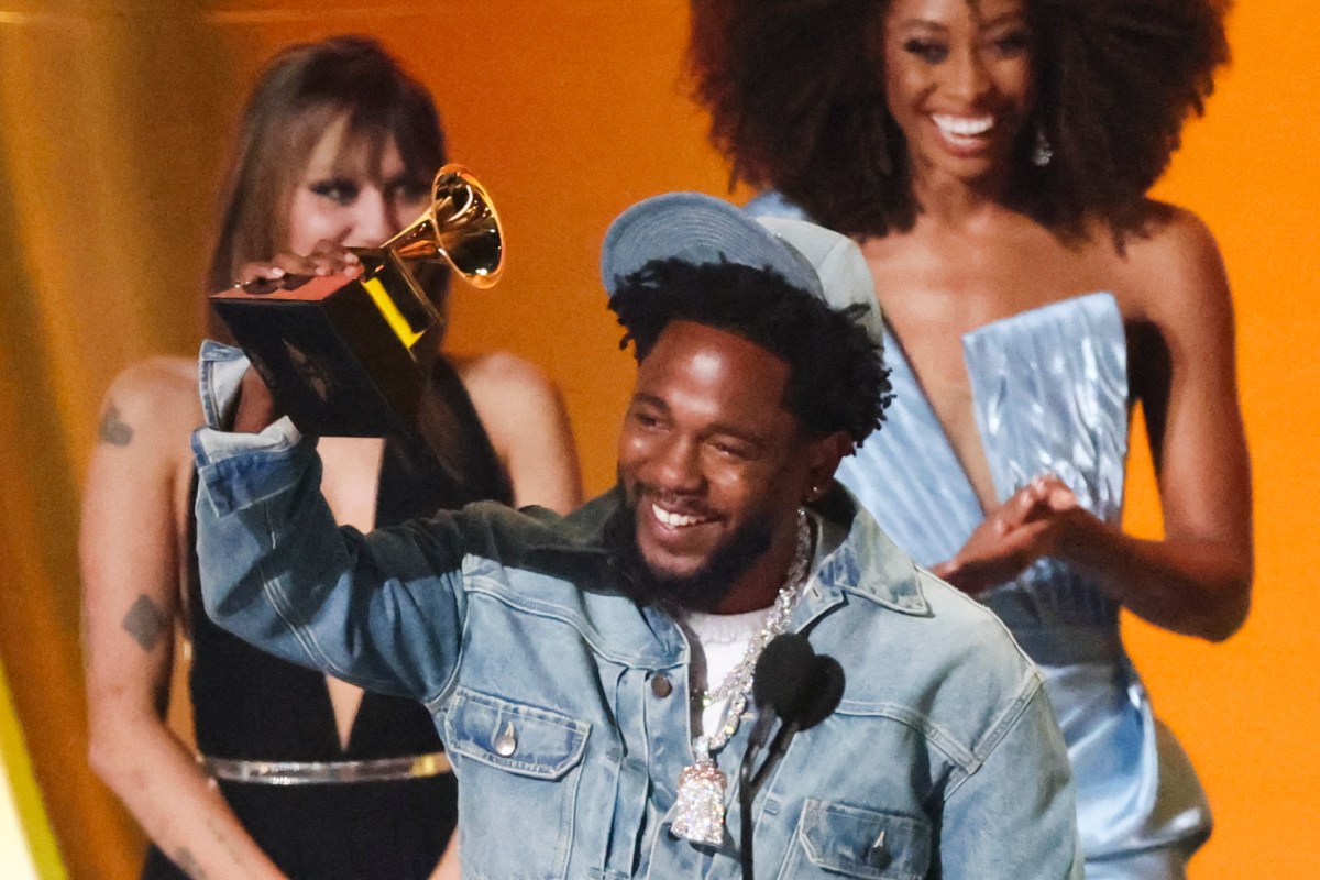 Kendrick Lamar receives the Record of the Year award for "Not Like Us" during the 67th Annual Grammy Awards in Los Angeles, California, U.S., February 2, 2025. REUTERS/Mario Anzuoni