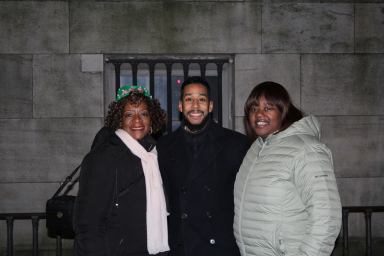 Brooklyn Borough President Antonio Reynoso with Dr. Thomasena Ellison Clarke, president, Psi Lambda Omega Chapter, left, and Deputy Brooklyn Borough President the Rev. Kimberly Council