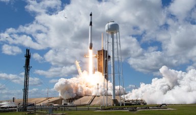 In this handout photo provided by NASA, a SpaceX Falcon 9 rocket carrying the company's Crew Dragon spacecraft is launched on NASAs SpaceX Crew-5 mission to the International Space Station with NASA astronauts Nicole Mann and Josh Cassada, Japan Aerospace Exploration Agency (JAXA) astronaut Koichi Wakata, and Roscosmos cosmonaut Anna Kikina onboard at NASA's Kennedy Space Center on Oct. 05, 2022 in Cape Canaveral, Florida.