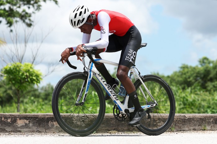 Jadian Neaves of Team Trinidad & Tobago competes in the Men's Individual Time Trial Road Cycling on day one of the 2023 Youth Commonwealth Games at Brian Lara Cricket Stadium on Aug. 05, 2023 in Port of Spain, Trinidad And Tobago.