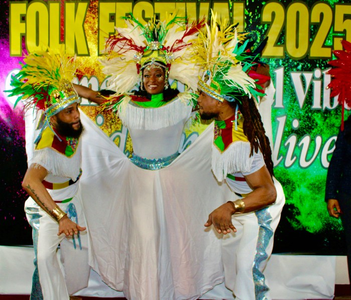 Members of the Demerara Dancers performed a Unity Dance at Guyana's 55th Republic Anniversary Interfaith church service and Mashramani costume presentation on Feb. 23 at St. Gabriel Episcopal Church, Hawthorne Street, in Brooklyn.