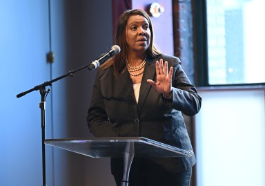 Attorney General of New York Letitia James speaks onstage during the 39th Annual Brooklyn Tribute to Dr. Martin Luther King, Jr. at BAM Peter Jay Sharp Building on Jan. 20, 2025 in New York City.