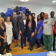 Sen. Kevin Parker, center, with attendees at the Fireside Forum East at 84th St. in Canarsie, Brooklyn.