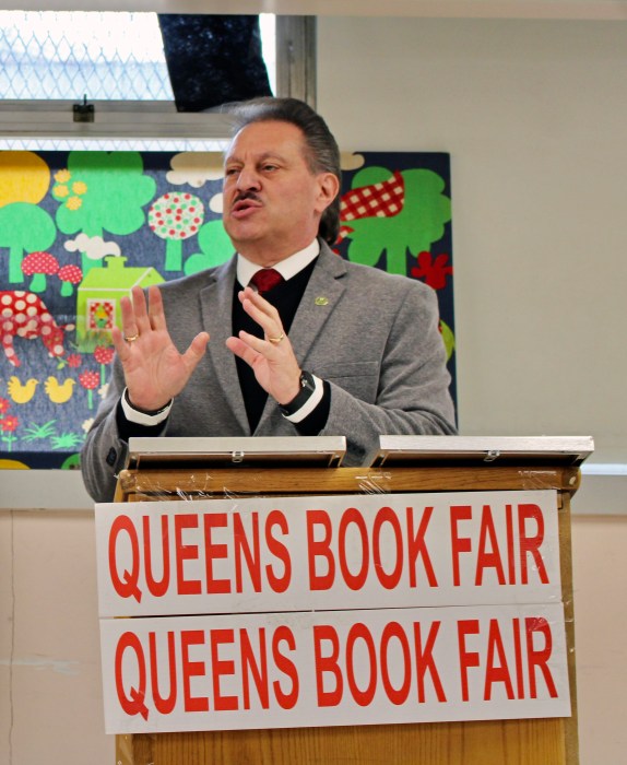 NY State Senator Joseph P. Addabbo during his message to a packed cross-section of the Queens community at a Black History Month celebration at the Queens Library Richmond Hill Branch on Feb. 8, hosted by the Queens Book Fair & Literary Festival, Inc.