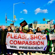 Candidate for NY City Council District 28, Janeet Singh, left, is pictured with a resident, District Leader Albert Baldeo, Dr. Dhanpaul Narine, Bibi Alli, and others, who pleaded with President Trump for compassion, and to make a pathway to legal status, for law-abiding immigrants, who are business owners, and parents of professional children, during a demonstration in Richmond Hill, Queens.