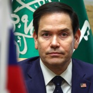 US Secretary of State Marco Rubio attends an interview after meeting with Russian officials, at Diriyah Palace, in Riyadh, Saudi Arabia, on Feb. 18, 2025.