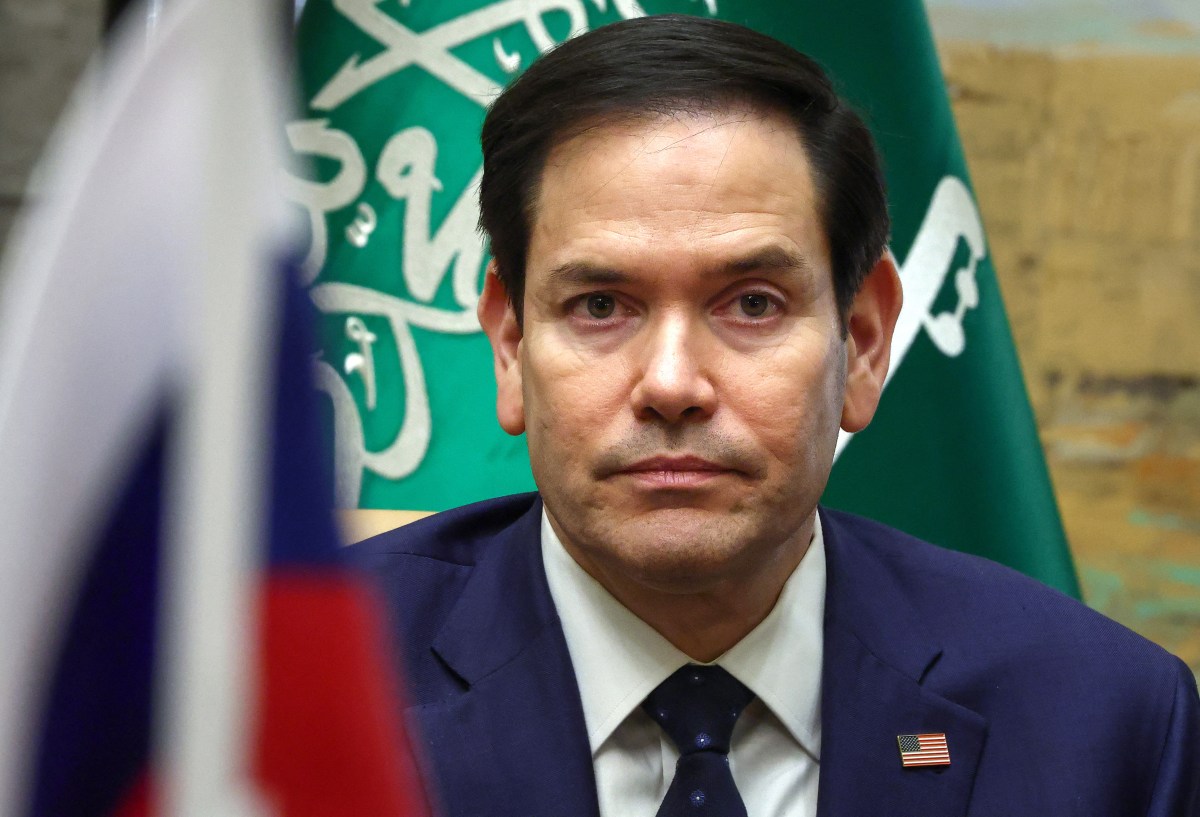 US Secretary of State Marco Rubio attends an interview after meeting with Russian officials, at Diriyah Palace, in Riyadh, Saudi Arabia, on Feb. 18, 2025.