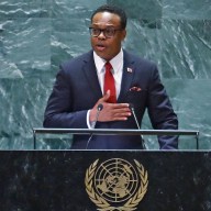 Trinidad and Tobagos Minister for Foreign and CARICOM Affairs Amery Browne speaks during the 79th Session of the United Nations General Assembly at the United Nations headquarters in New York City on September 28, 2024.