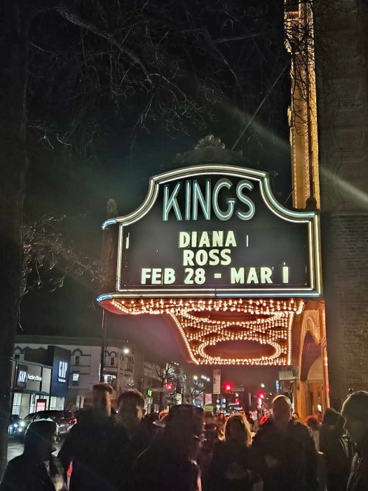 The Kings Theatre marquee showcases Diana Ross's performance in Brooklyn.