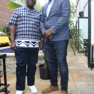 Renowned Jamaican comedian and entertainer Oliver Samuels (left) with Dominic Christopher, the Jamaican-born president of the Brooklyn-based Caribbean American Restaurant Association (CARA), at the launch of the inaugural National Caribbean American Restaurant Week in June 2021 at Suede Restaurant in East Flatbush, Brooklyn.